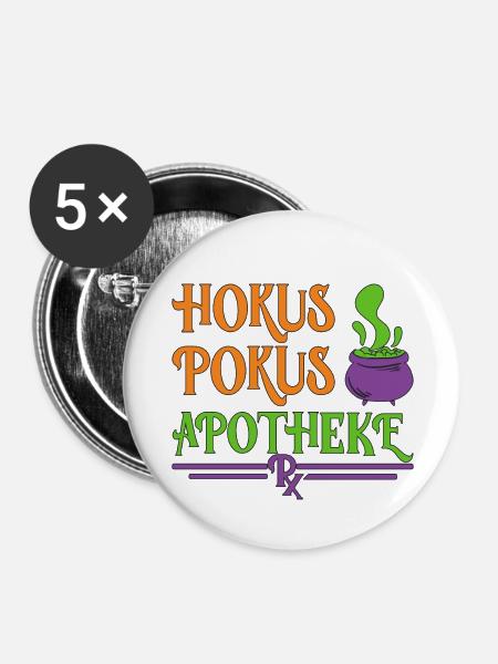 Apotheke Halloween - Buttons groß 56 mm (5er Pack) - Weiß