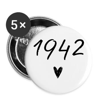 1942 Herzgeburtstag - Buttons groß 56 mm (5er Pack) - Weiß - Vorne