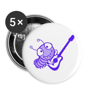 Cute Caterpillar Guitar Playing Cool Insect Animal Music - Buttons large 2.2''/56 mm (5-pack) - white - Front