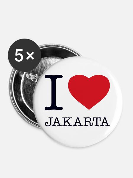 I LOVE JAKARTA - Buttons groß 56 mm (5er Pack) - Weiß