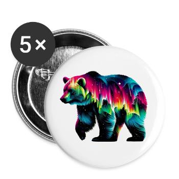 Ours - Lot de 5 grands badges (56 mm) - blanc - Devant
