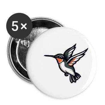 Colibri Oiseau - Lot de 5 grands badges (56 mm) - blanc - Devant