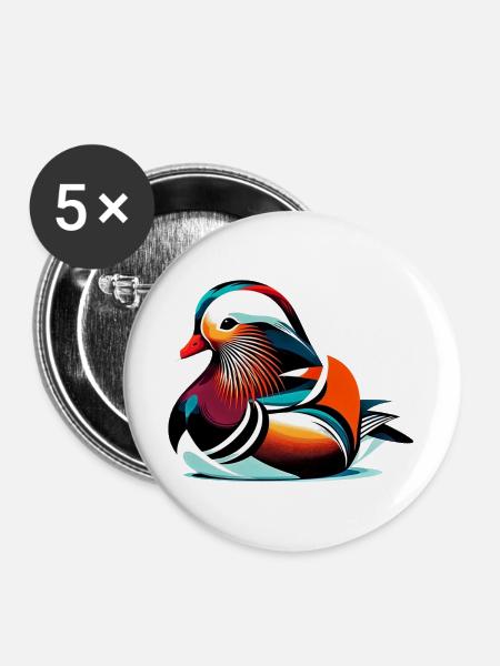 Mandarinente - Buttons groß 56 mm (5er Pack) - Weiß