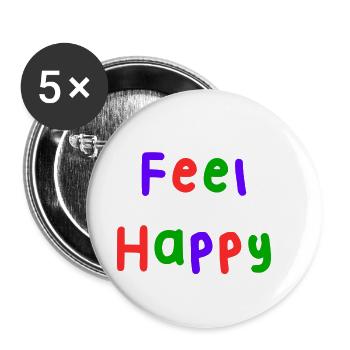 GLÜCKLICH. KOSTENLOS. FREIHEIT. WOHLFAHRT. ZEN. MEDITATION. - Buttons groß 56 mm (5er Pack) - Weiß - Vorne