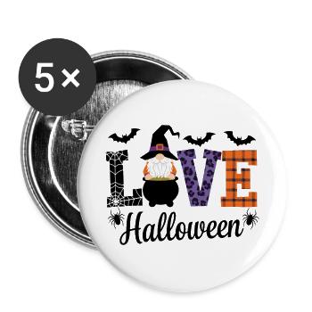 Halloween Love Lettering Gnome - Buttons large 2.2''/56 mm (5-pack) - white - Front