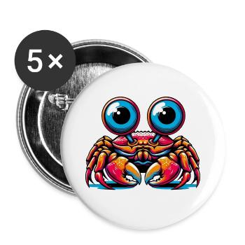 Crabe - Lot de 5 grands badges (56 mm) - blanc - Devant