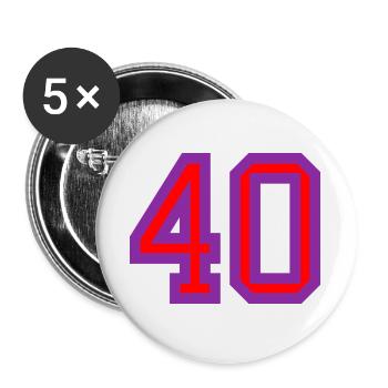40. 40 ANS. 40e ANNIVERSAIRE. ANNIVERSAIRE 40 ANS. - Lot de 5 grands badges (56 mm) - blanc - Devant