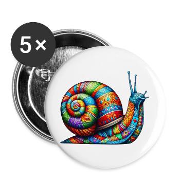 Schnecke - Buttons groß 56 mm (5er Pack) - Weiß - Vorne