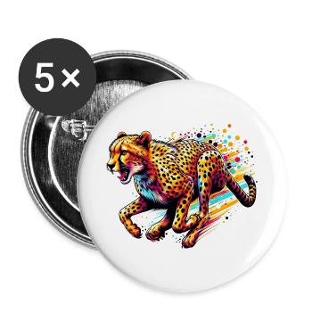 Cheetah - Buttons large 2.2''/56 mm (5-pack) - white - Front