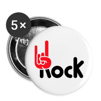 Heavy Metal Hard Rock Music Horns Hand Gesture Logo - Buttons large 2.2''/56 mm (5-pack) - white - Front