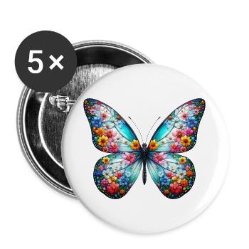 Schmetterling - Buttons groß 56 mm (5er Pack) - Weiß - Vorne