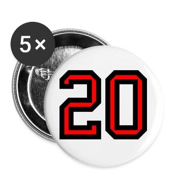 20. 20 ANS. 20e ANNIVERSAIRE. ANNIVERSAIRE 20 ANS. - Lot de 5 grands badges (56 mm) - blanc - Devant