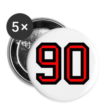 90. 90 ANS. 90e ANNIVERSAIRE. ANNIVERSAIRE 90 ANS. - Lot de 5 grands badges (56 mm) - blanc - Devant
