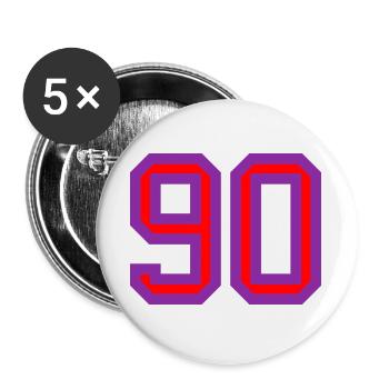 90. 90 ANS. 90e ANNIVERSAIRE. ANNIVERSAIRE 90 ANS. - Lot de 5 grands badges (56 mm) - blanc - Devant