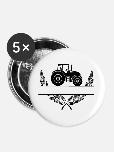 Stolz auf den Landwirt-Traktor - Buttons groß 56 mm (5er Pack) - Weiß