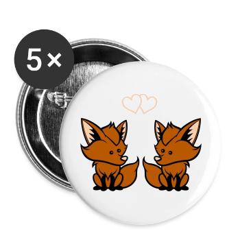 Foxes in love - Buttons large 2.2''/56 mm (5-pack) - white - Front