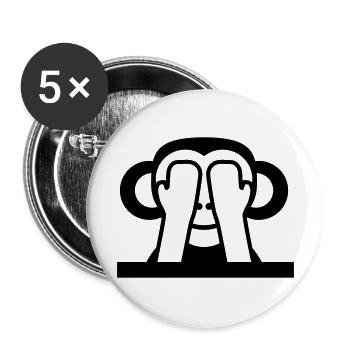 3 Wise Monkeys See Nothing Keeps Eyes Hidden - Buttons large 2.2''/56 mm (5-pack) - white - Front