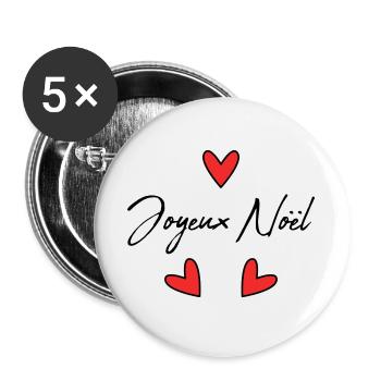 WEIHNACHTEN. FROHE WEIHNACHTEN. FROHE WEIHNACHTEN. NEUJAHRSTAG - Buttons groß 56 mm (5er Pack) - Weiß - Vorne