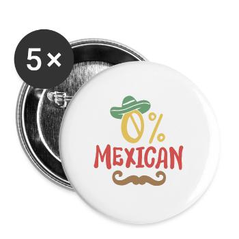 0 % Mexikaner Cinco de Mayo - Buttons groß 56 mm (5er Pack) - Weiß - Vorne