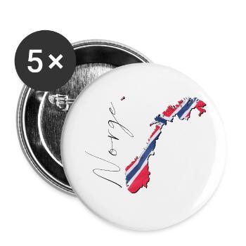 Norway flag in the Norway map NE - Buttons large 2.2''/56 mm (5-pack) - white - Front