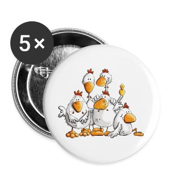 Lustige Hühner Für Huhn Liebhaber - Buttons groß 56 mm (5er Pack) - Weiß - Vorne
