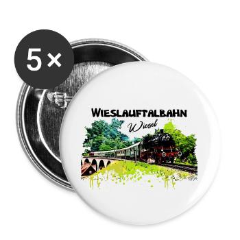 Wieslauftalbahn Schwäbische Waldbahn Wiesel - Buttons groß 56 mm (5er Pack) - Weiß - Vorne