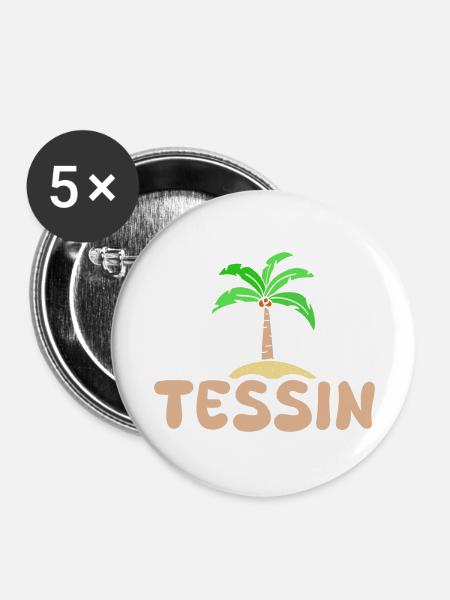 Tessin als Tessin - Buttons groß 56 mm (5er Pack) - Weiß