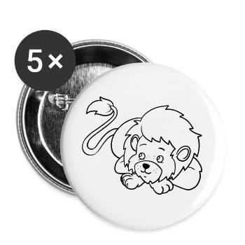 Lion Kawaii coloring page hand-illustrated - Buttons large 2.2''/56 mm (5-pack) - white - Front