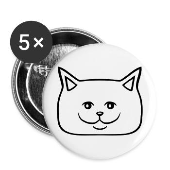 Pretty Cat Looking Happy Cheerful Smiling - Buttons large 2.2''/56 mm (5-pack) - white - Front