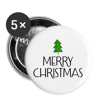 Merry Christmas with Christmas tree - Buttons large 2.2''/56 mm (5-pack) - white - Front