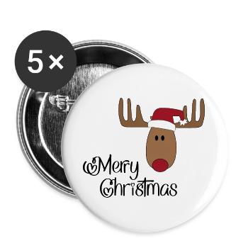 merry Christmas - Buttons large 2.2''/56 mm (5-pack) - white - Front