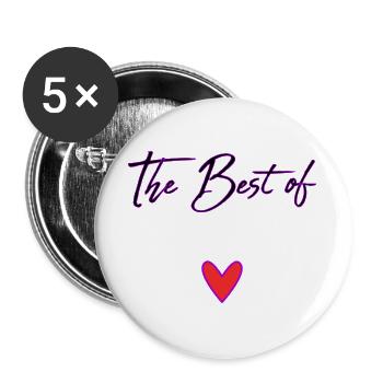 BONNE FÊTE. COEUR. BONNE FÊTE MAMAN. MAMAN - Lot de 5 grands badges (56 mm) - blanc - Devant