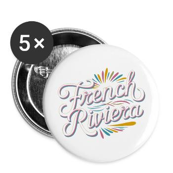 French Riviera - Lot de 5 grands badges (56 mm) - blanc - Devant