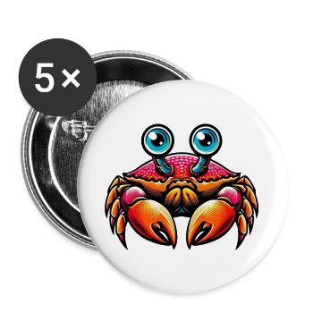 Crabe - Lot de 5 grands badges (56 mm) - blanc - Devant