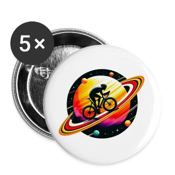 Cyclist on Saturn - Buttons large 2.2''/56 mm (5-pack) - white - Front