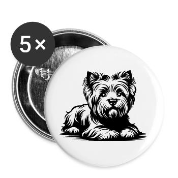 West Highland Terrier - Buttons groß 56 mm (5er Pack) - Weiß - Vorne