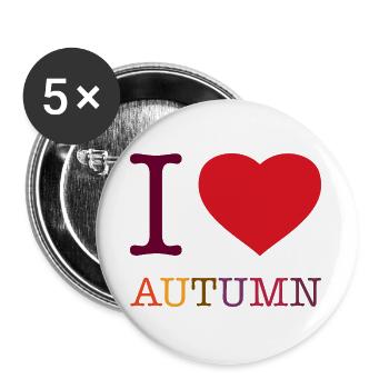 I LOVE AUTUMN - Buttons large 2.2''/56 mm (5-pack) - white - Front