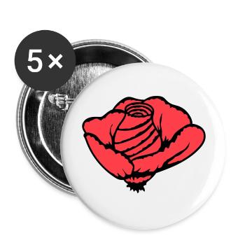 Jolie belle fleur de rose feuille roses romantique - Lot de 5 grands badges (56 mm) - blanc - Devant