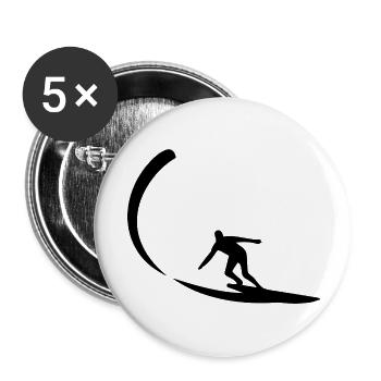 Surfing Surfboard Surfer Water Sports - Buttons large 2.2''/56 mm (5-pack) - white - Front