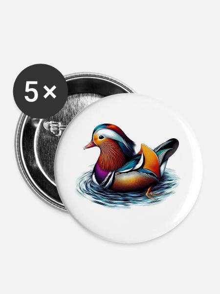 Mandarinente - Buttons groß 56 mm (5er Pack) - Weiß