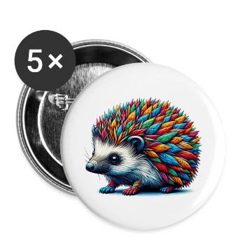 Hérisson - Lot de 5 grands badges (56 mm) - blanc - Devant
