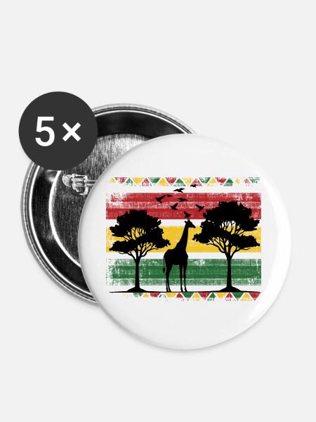 Giraffen-Silhouette im Sunsetwald - Buttons groß 56 mm (5er Pack) - Weiß