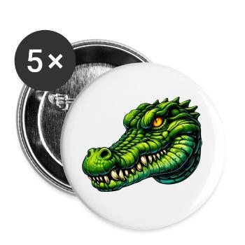Crocodile - Lot de 5 grands badges (56 mm) - blanc - Devant