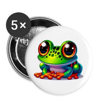 Grenouille - Lot de 5 grands badges (56 mm) - blanc - Devant