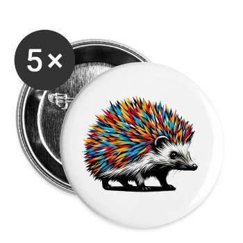 Hedgehog - Buttons large 2.2''/56 mm (5-pack) - white - Front