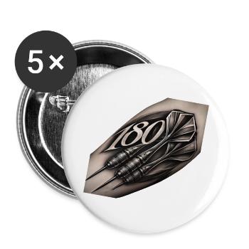 Dart 180 Tattoo - Buttons groß 56 mm (5er Pack) - Weiß - Vorne