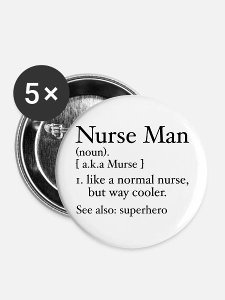 Lustiger Krankenpfleger Mann Definition - Buttons groß 56 mm (5er Pack) - Weiß