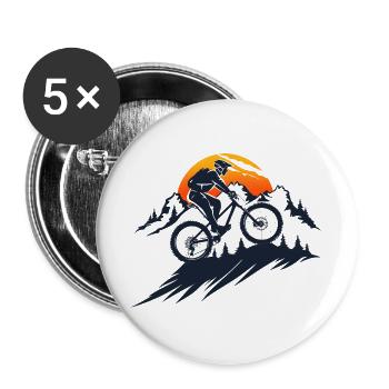 VTT - Lot de 5 grands badges (56 mm) - blanc - Devant