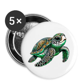 Turtle - Buttons large 2.2''/56 mm (5-pack) - white - Front