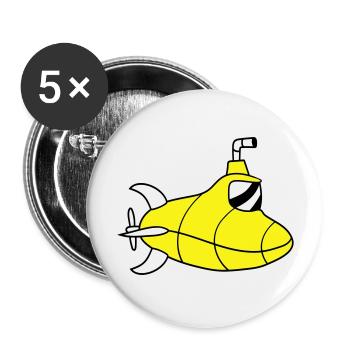U-Boot Unterseeboot Tauchgang Tauchboot Kapitän - Buttons groß 56 mm (5er Pack) - Weiß - Vorne